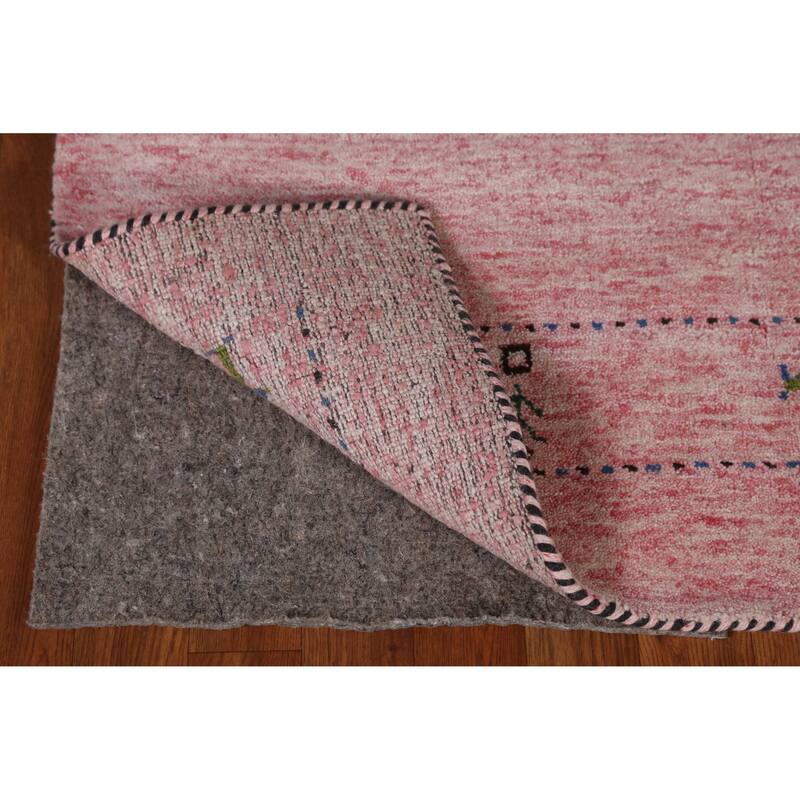 Animals Pink Gabbeh Indian Rug Handmade Wool Carpet - 4'0" x 5'8"