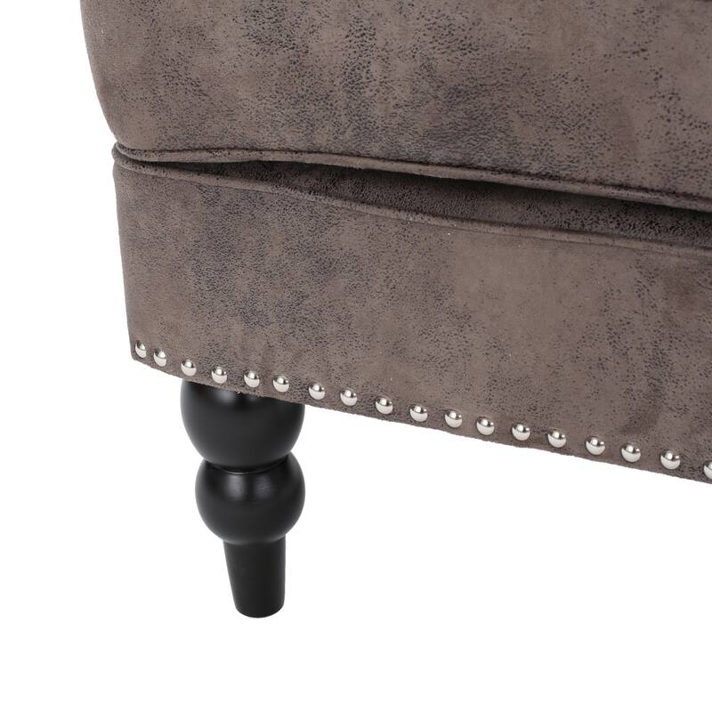 Grey+Brown 28" Button Tufted Club Chair