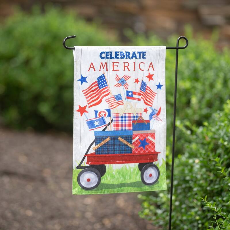 Vintage Patriotic Wagon Moire Garden Flag