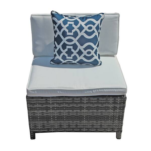 Shop Black Friday Deals On 5 Piece Patio Furniture Set All Weather Grey Pe Wicker Sectional Sofa With Glass Table Removable White Cushions 2 Pillows Overstock 32408887