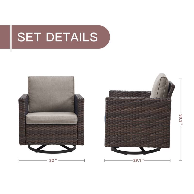 2PCS Gymojoy Outdoor Patio Swivel Chairs with Cushion