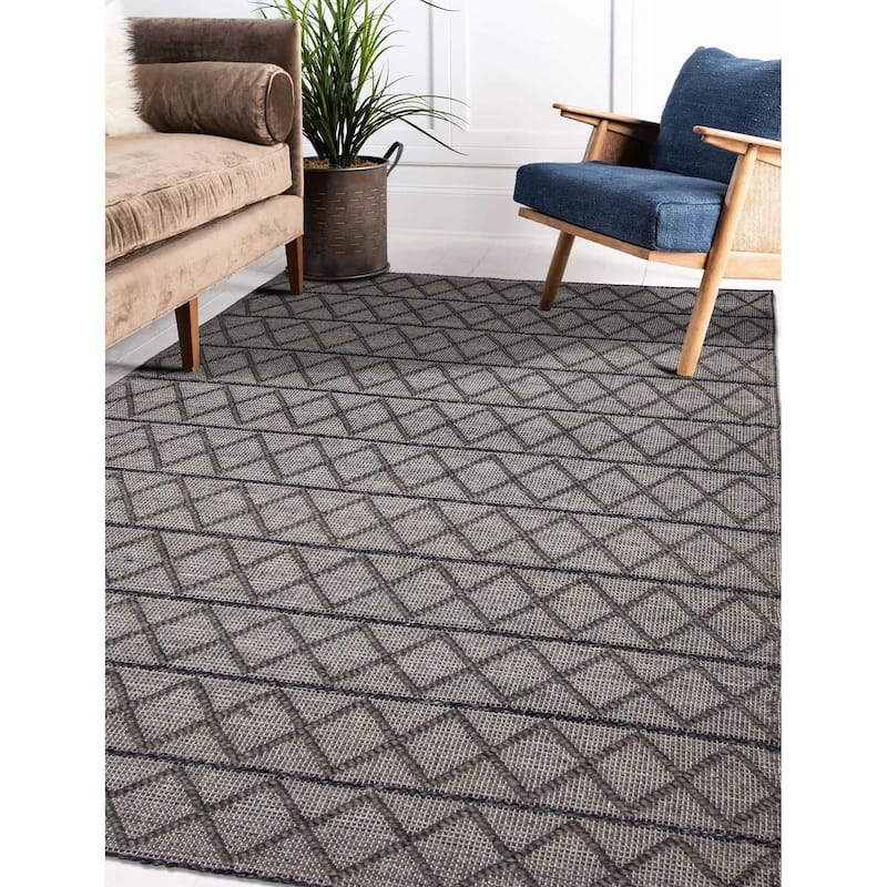 ECARPETGALLERY Braid weave Sienna Grey Wool Rug - 5'10 x 8'9