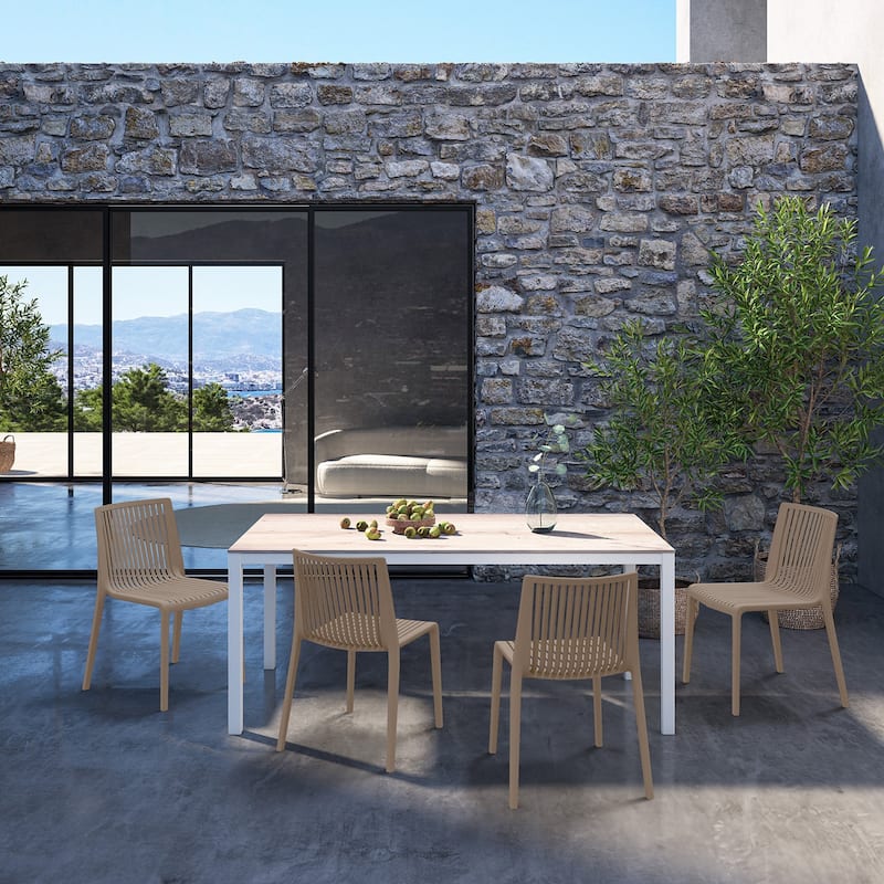 WRGHOME Modern Stacking Patio Dining Side Chair Indoor/Outdoor (Set of 2) - 32.28'' H X 21.26'' W X 22.04'' D