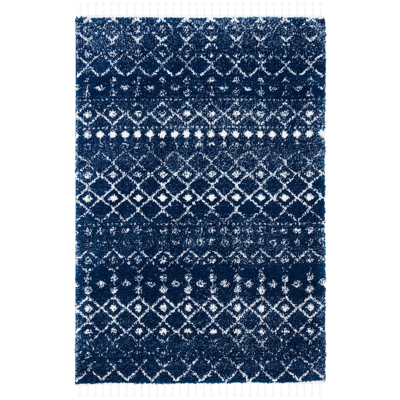 SAFAVIEH Berber Fringe Dashurije Leatha Trellis Rug - 4' x 6'