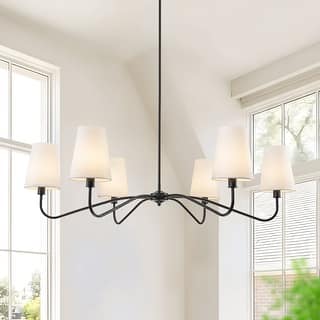 Starsky 6-Light Modern Classic Chandelier with White Linen Shades