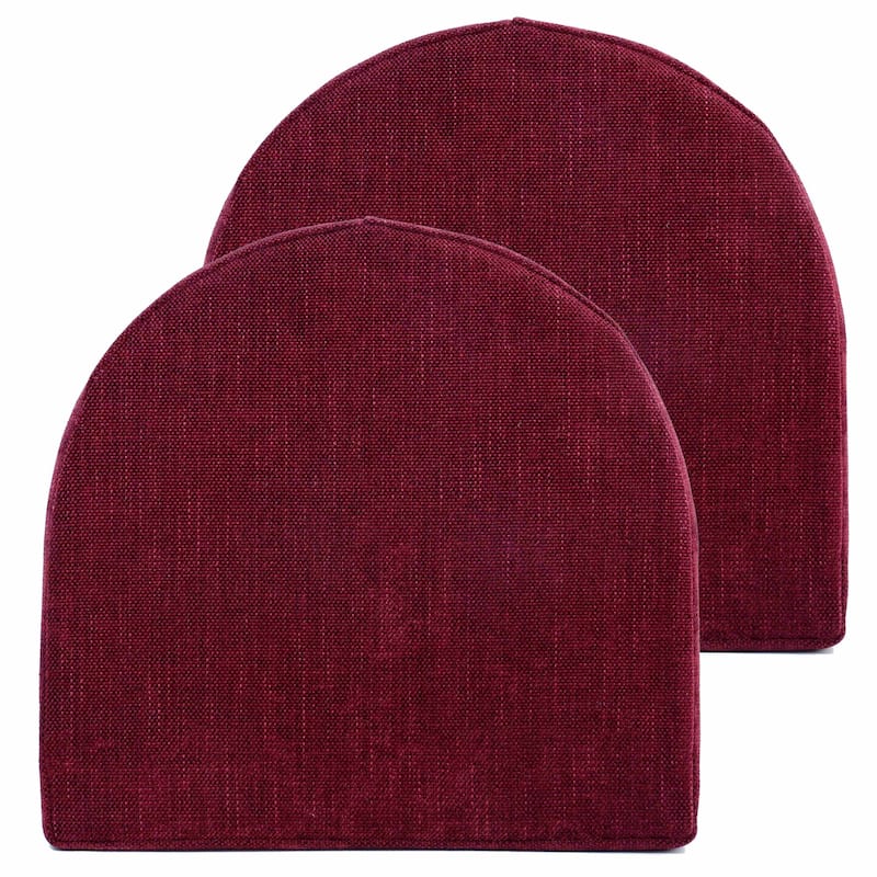 Sweet Home Collection U-Shape Molded Memory Foam Chair Pads With Ties - Wine - Set of 2
