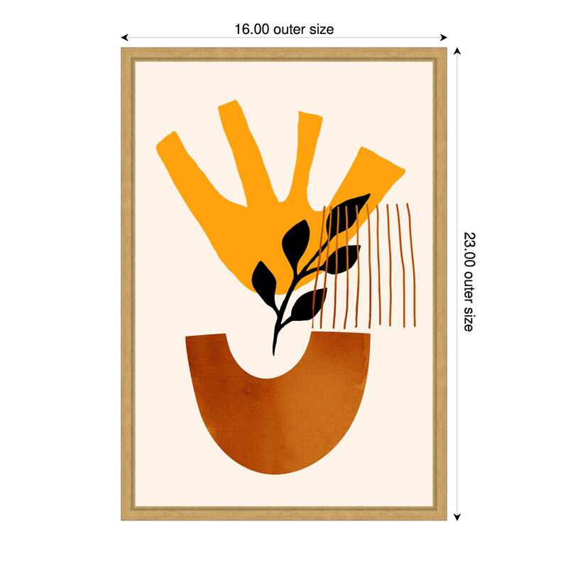 Sunshine Flower No 5 by Eins Kubistika Framed Canvas Wall Art Print - Sylvie Bright Gold - 16 x 23 in