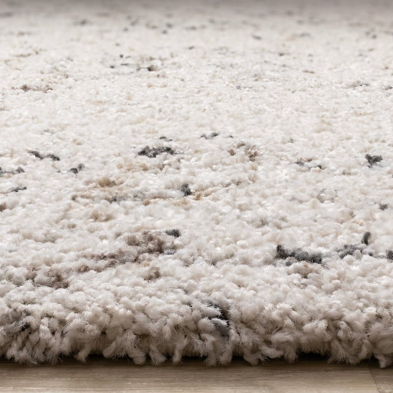 White Grey Black Speckled Soft Plush Rug