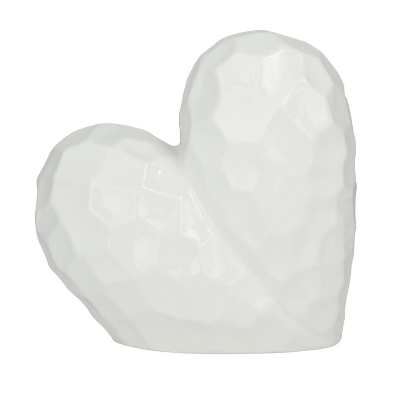 Gold, Black, Silver or White Porcelain Ceramic Dimensional Angled Origami Inspired Heart Decorative Sculpture