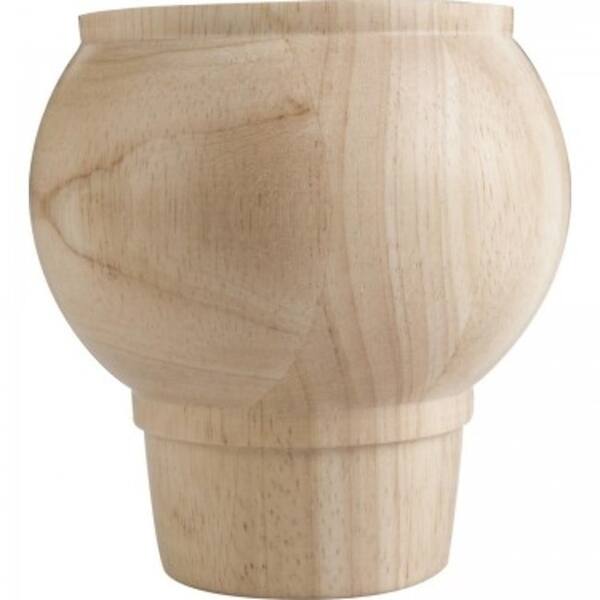 slide 1 of 1, Hardware Resources Bun Foot with Tapered Bullnose Styling, 4"H x 4"D Natural Hard Maple
