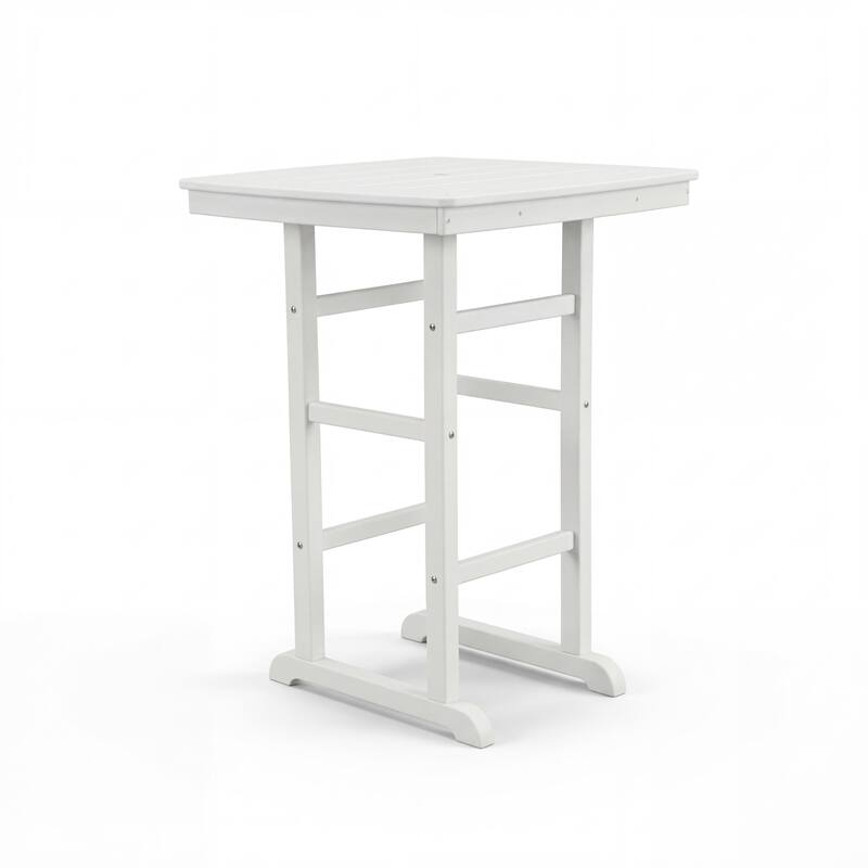 HDPE Poly Lumber Bar Height Patio Table, All-Weather Outdoor High Top Bistro Table, Slatted Top, Easy Assembly