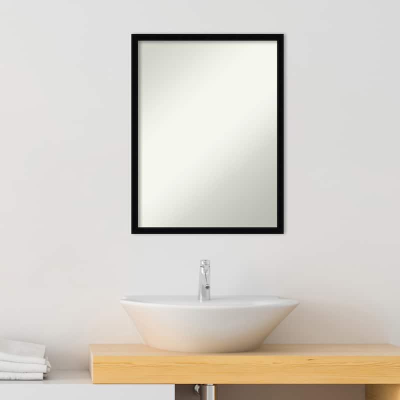 Non-Beveled Wood Bathroom Wall Mirror - Svelte Silver Frame
