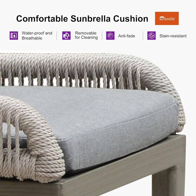 PURPLE LEAF Dining Set Patio Metal Rectangular Table and Wicker Rattan Chairs for Outside Porch Modern Outdoor Furniture Sets