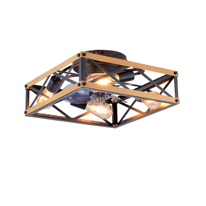 22.6" Flush Mount Ceiling Fan, Reversible Motor, DC Remote Control,7 PCS PC Blades,6 Speed Ceiling Fan-NOT Included Bulbs - Bronze,Brushed Gold