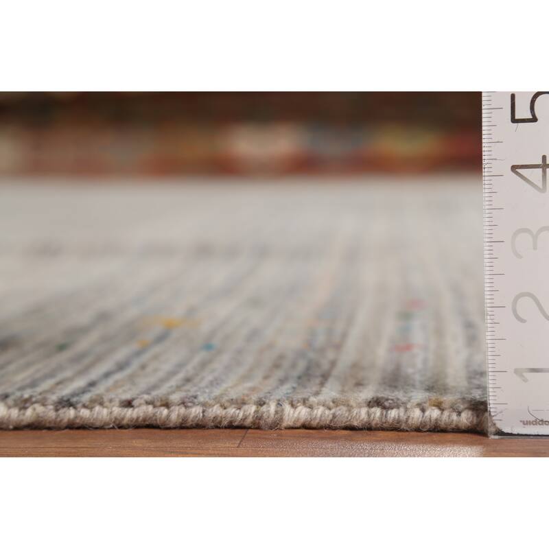 Striped Gabbeh Square Area Rug Handmade Wool Carpet - 9'9"x 9'7"