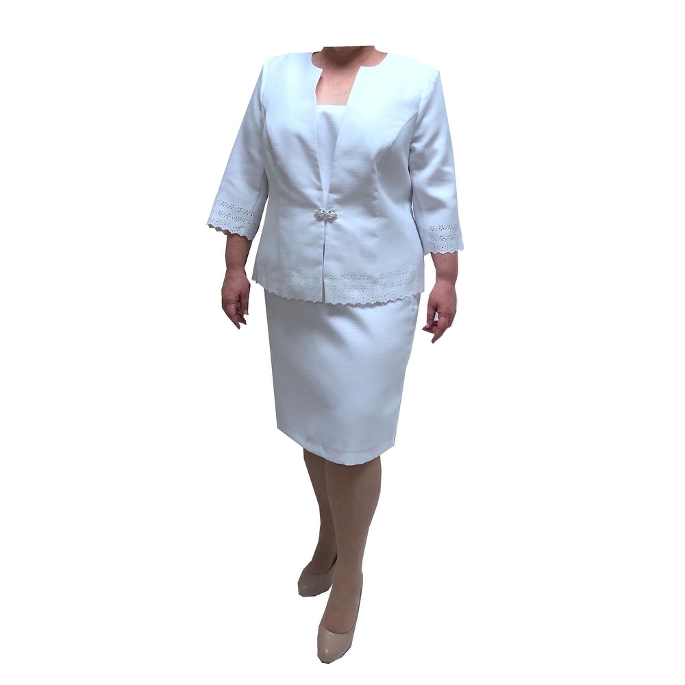 plus size white suit