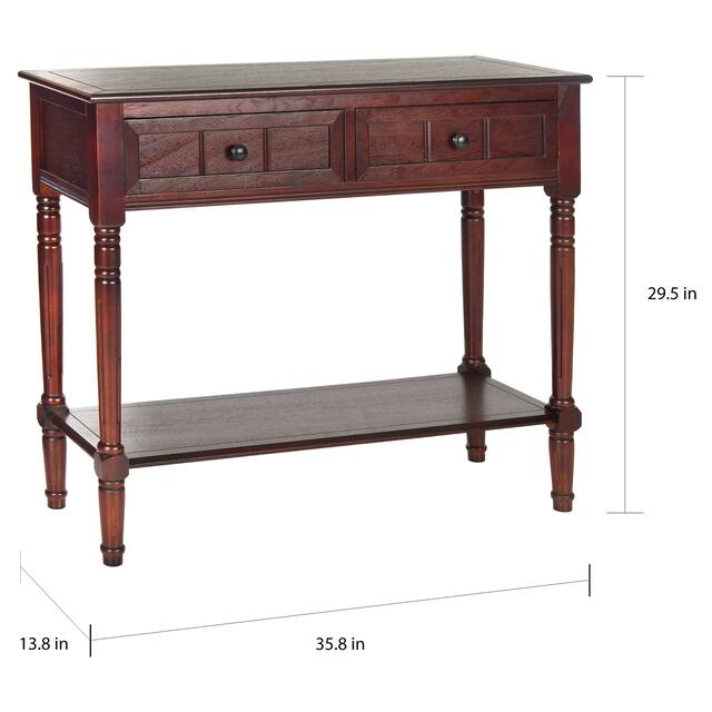SAFAVIEH Samantha Dark Cherry 2-drawer Console Table - 35.8" x 13.8" x 29.5"