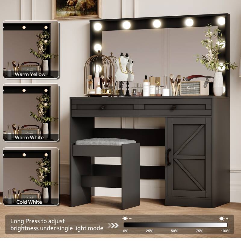 Modern 43.4" W Makeup Vannity with Mirror