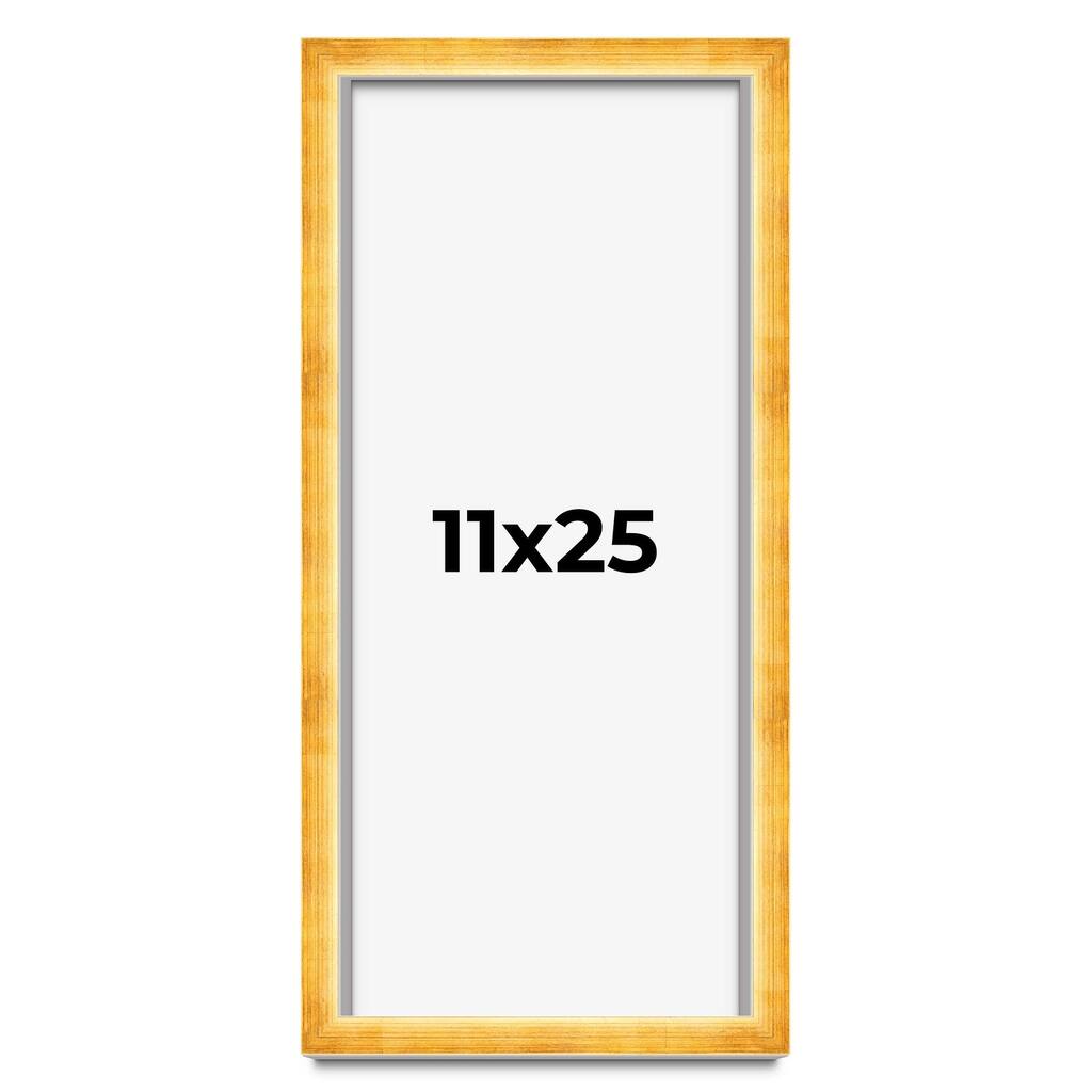 11x25 Shadow Box Frame Gold | 1.625 Inches Deep Real Wood Traditional