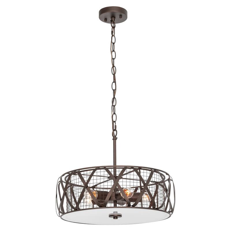 Modern 5-Light Drum Metal Mesh Chandelier - 18.9"x18.9"x14.7"
