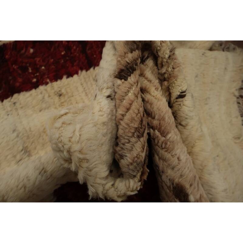 Hand Knotted Oriental 100% Wool Carpet Modern Geometric Beige & Ivories Moroccan Area Rug - 9' 10'' X 8' 3''