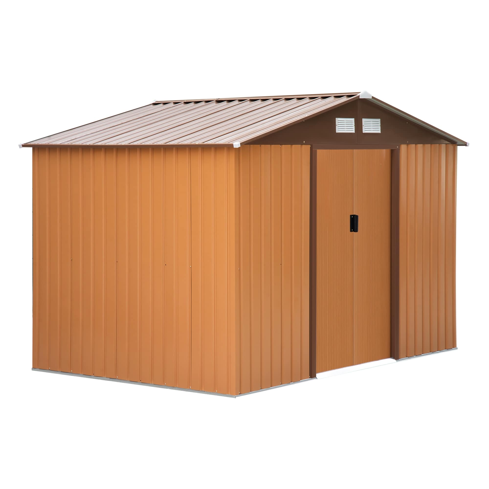 9' x 6' Outdoor Storage Shed w/ Foundation, 4 Vents & 2 Sliding Doors
