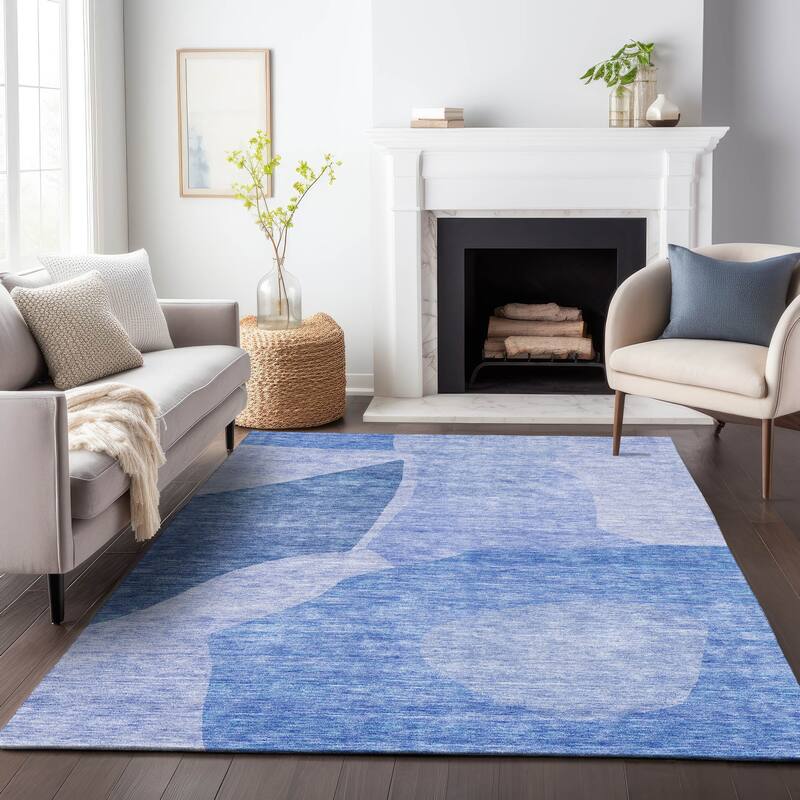 Premium Washable Super Soft Contemporary Geometric Mayfield Rug - Navy - 8' x 10' - Rectangle
