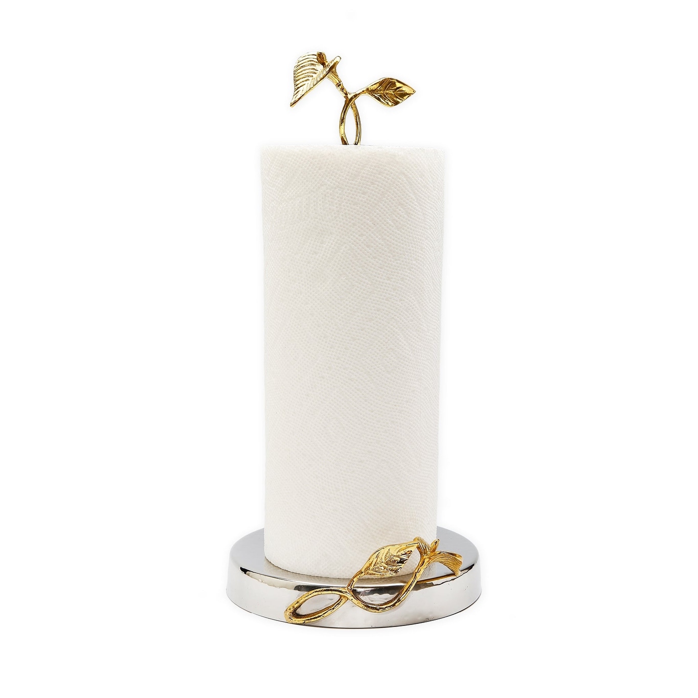 Stainless Steel Paper Towel Holder with Gold Leaf Design