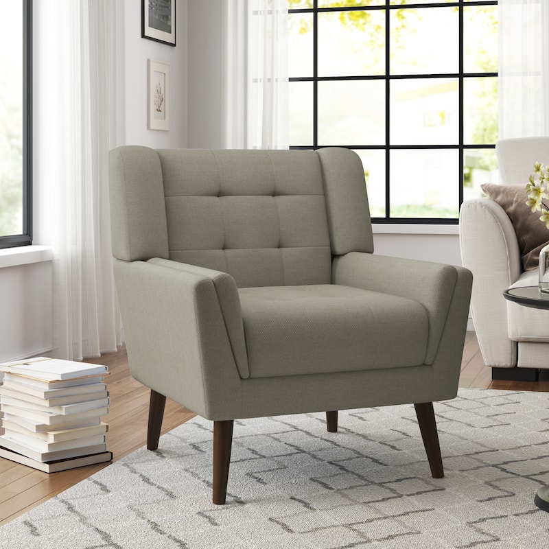 Mid Century Modern Upholstered Linen Accent chairs Armchair