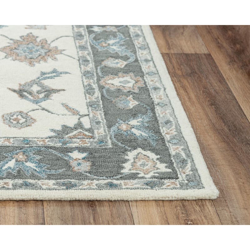 Alora Decor Spirit Ivory and Grey Classical Hand-tufted Wool Blend Rug