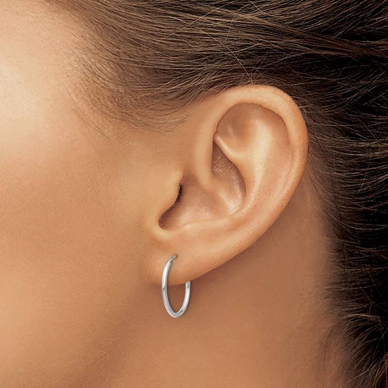 Curata 14k White Gold Polished Endless Tube Hoop Earrings - 16x16mm