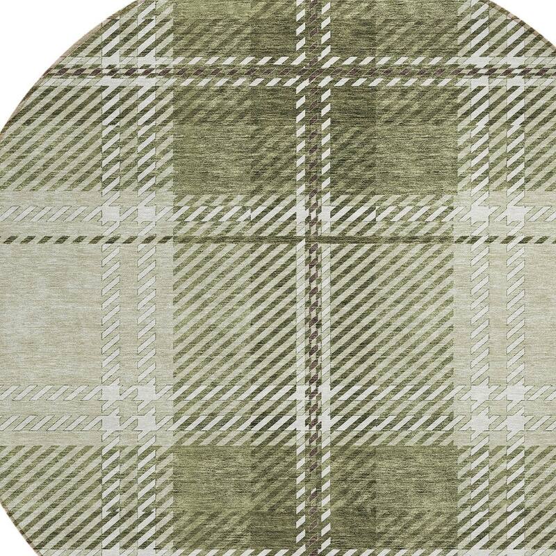 HomeRoots Plaid Transitional Rectangle Outdoor Rug