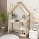 preview thumbnail 2 of 32, House-shaped Wooden writing Desk,Kids study Table,Bookshelf & Toy Storage