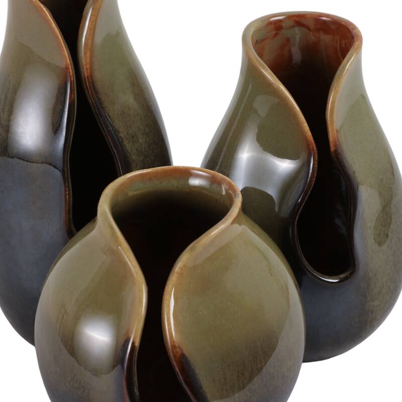 Stoneware Decorative Vases Modern Sleek Sculptural Design (Set of 3)