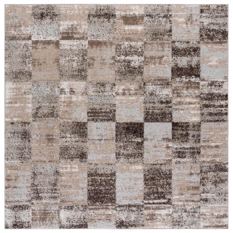 SAFAVIEH Wave Kendy Modern Rug - 6'7" Square - Beige/Grey