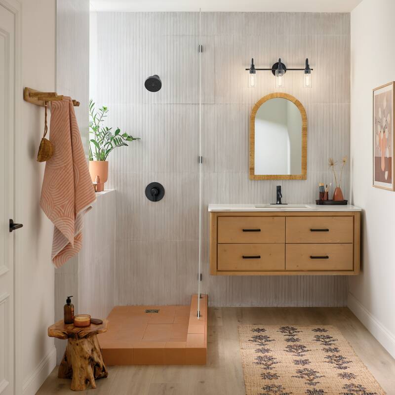 Kichler Lighting Kavi 23" 3-Light Vanity Light with Clear Glass in Black