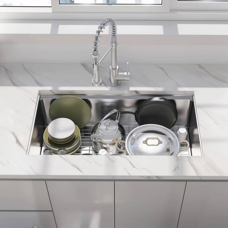 33 Undermount Workstation Sink Kitchen Sink Single Bowl Sink with Accessories