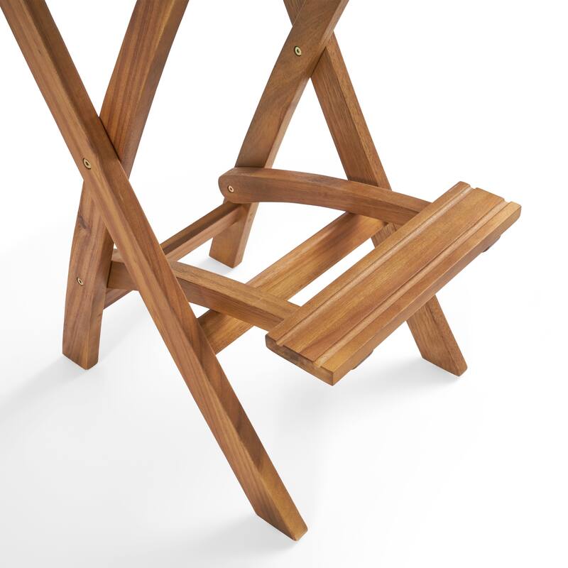 Polaris Acacia Wood Outdoor Folding Barstools (Set of 2) by Christopher Knight Home