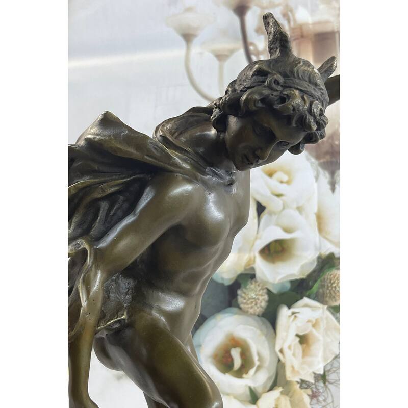 Flying Mercury Hermes W/ Caduceus Bronze Statue Sculpture Giambologna 20 Inches X 11 Inches