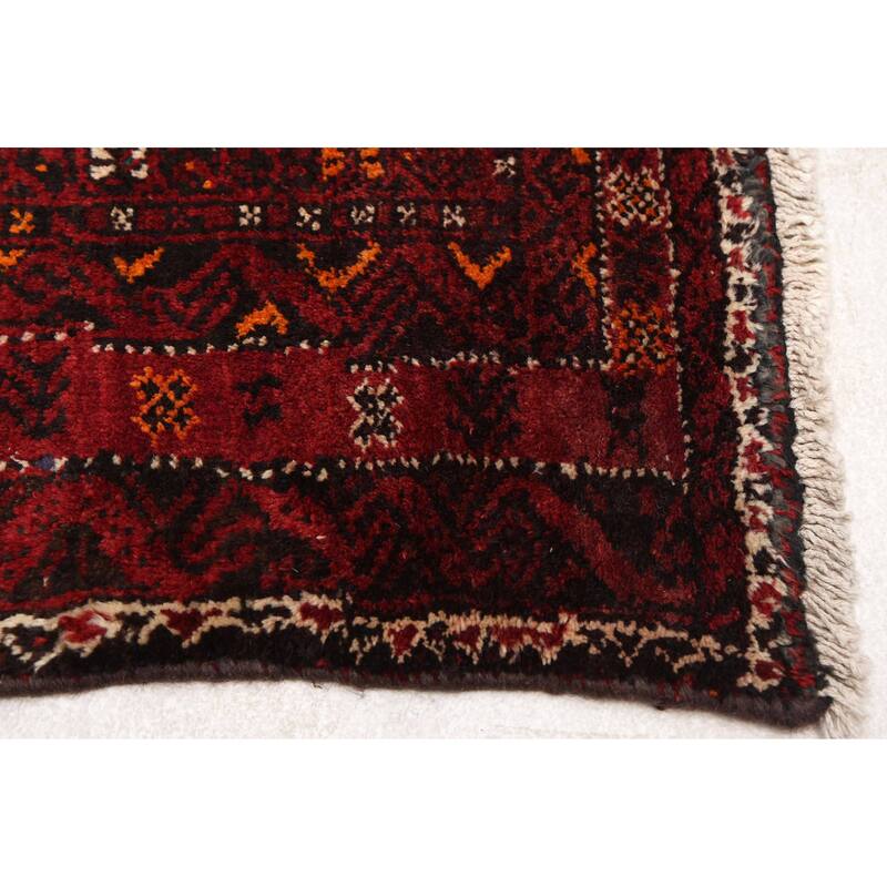 ECARPETGALLERY Hand-knotted Baluch Red Wool Rug - 4'0 x 8'7