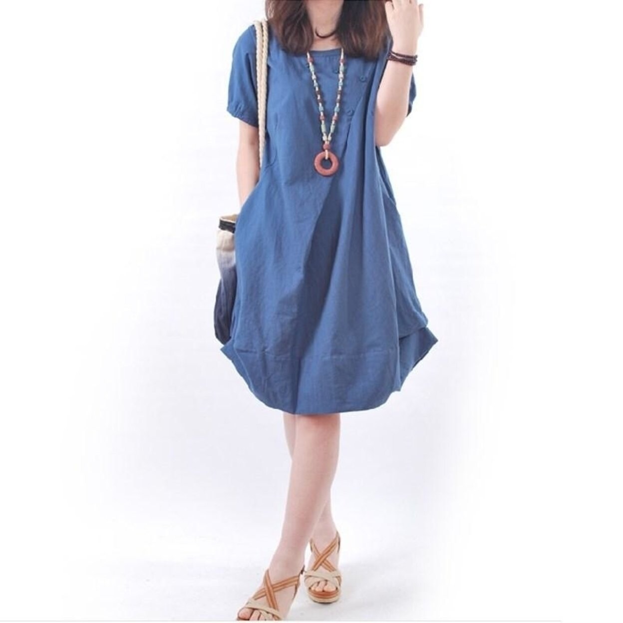 Shop 2017 Summer Dress Short Sleeve Women Dress Casual Cotton