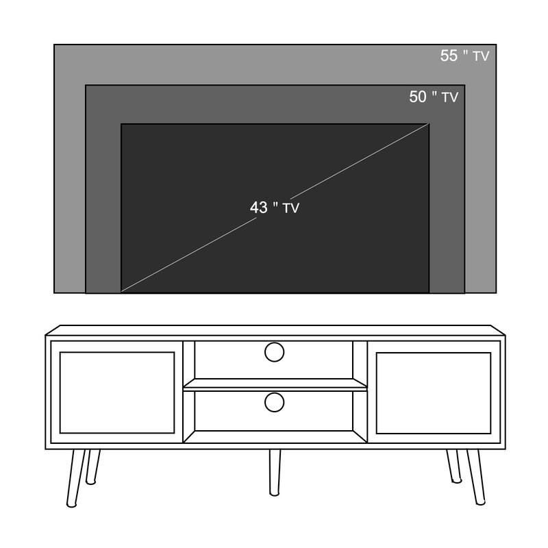 Anmytek Mid-Century Modern Wood Black TV Stand Media Console TV Entertainment Center for TVs up to 55" - 47 inches in width