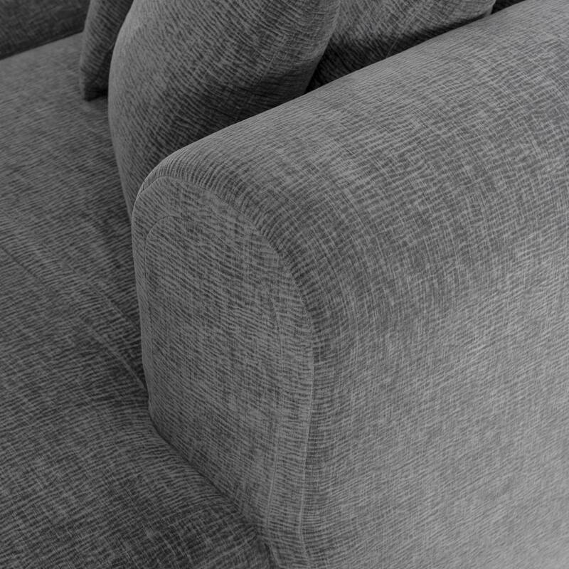 Curved Sectional Sofa with L-Shaped Chaise Lounge, Chenille Upholstered Cloud Sofa, 4 Seater Floor Sofa with 4 Pillows