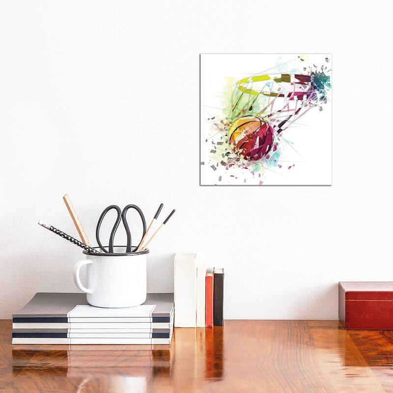 iCanvas "Basketball And Net" by Katia Skye Canvas Print - 12x12x1.5