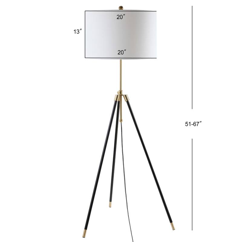 Arco 67" Adjustable Metal LED Floor Lamp, Black/Brass by JONATHAN Y - 67" H x 25.5" W x 25.5" D