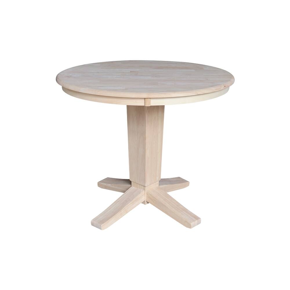 36 in Solid Wood Round Top Pedestal Dining Table