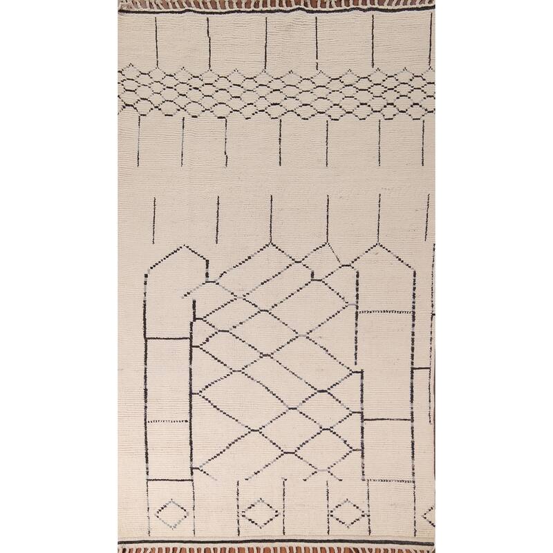 Moroccan Oriental Area Rug Handmade Stripe Wool Carpet - 5'11"x 10'0"
