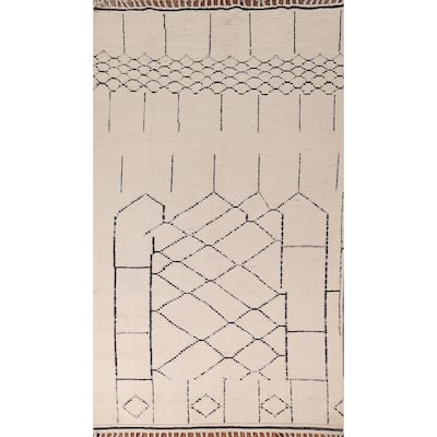 Moroccan Oriental Area Rug Handmade Stripe Wool Carpet - 5'11"x 10'0"