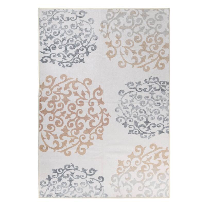 Superior Amber Floral Scroll Non-Slip Washable Indoor Runner or Area Rug
