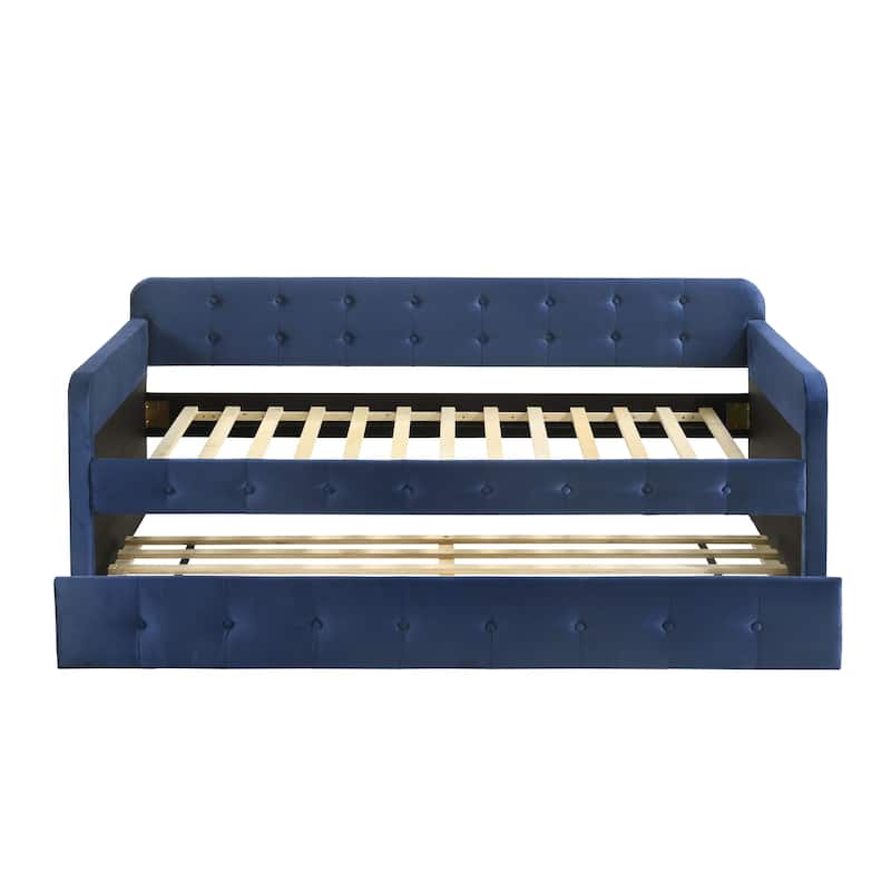 Menzelle Contemporary 2-Piece Twin Upholstered Tufted Day Bed with Trundle by Furniture of America
